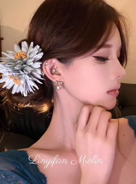 【Mielin】青笺花映 复古蓝色花朵发簪新中式盘发钗子古风头饰女