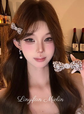 【Mielin】少女心境 闪锆镂空蝴蝶结发夹甜美设计感侧边夹鸭嘴夹