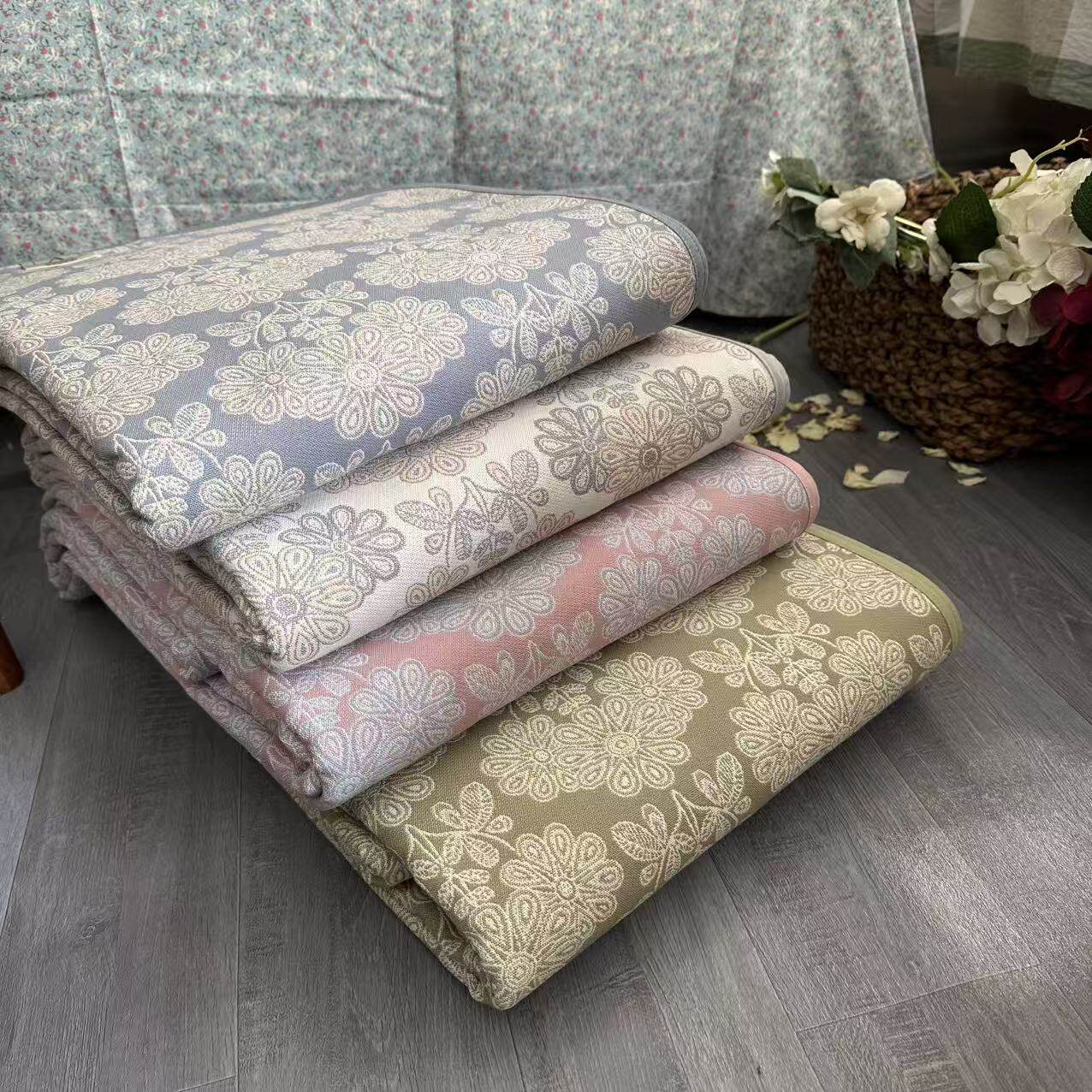 辛妈家精品32支加厚密织纯棉老粗布提花凉席三件套床单枕套立体