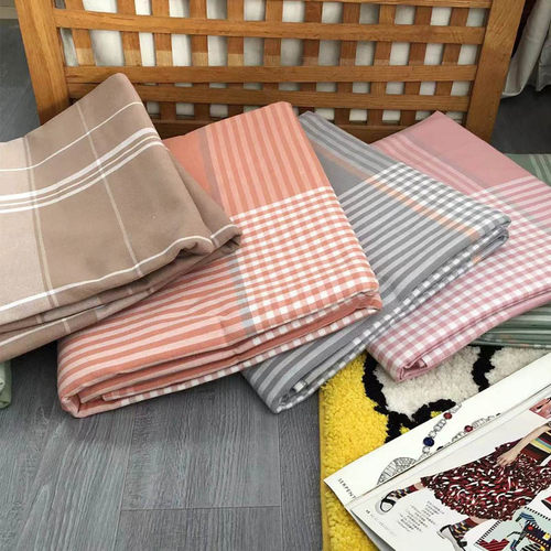 老粗布床单纯棉加厚尺寸全格子