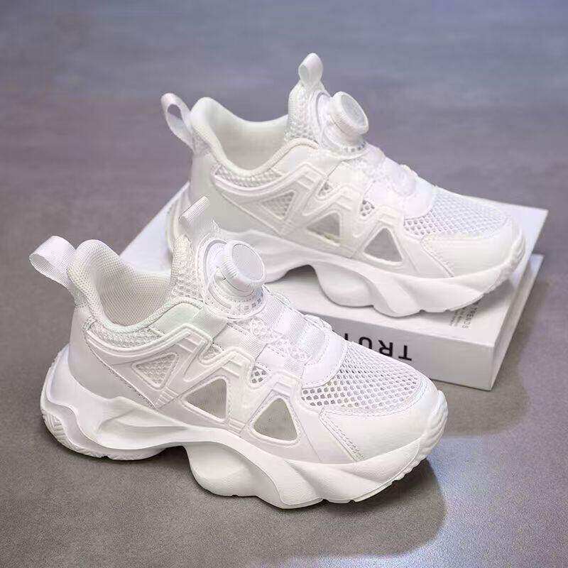 真皮童鞋女童网面凉鞋2026夏季透气儿童运动小白鞋女孩沙滩网鞋