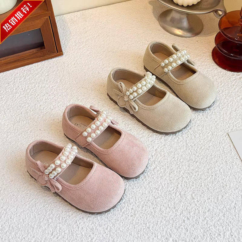女童勃肯鞋小女孩鞋子2026新款爆款公主鞋高颜值珍珠甜美软底皮鞋