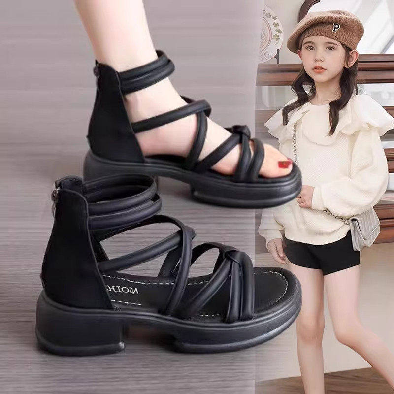 罗马凉鞋女童2026新款夏季配裙子软底沙滩鞋儿童防滑凉拖女孩高跟