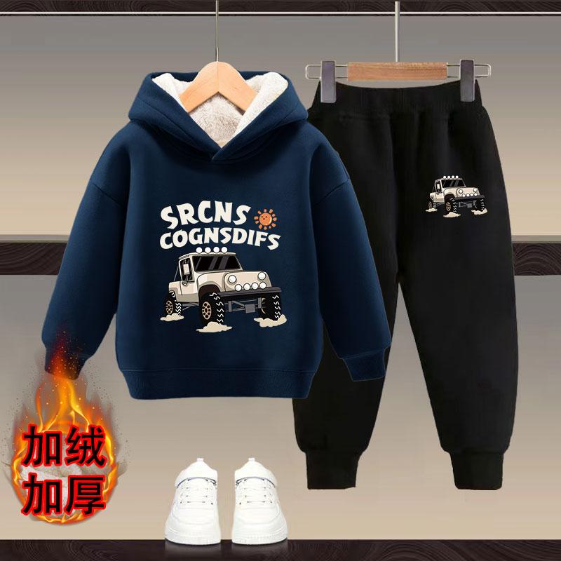 冬装加绒长裤新款两件套卫衣