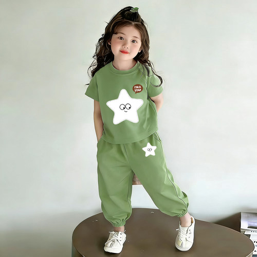 柠檬小C女童纯棉夏季短袖两件套