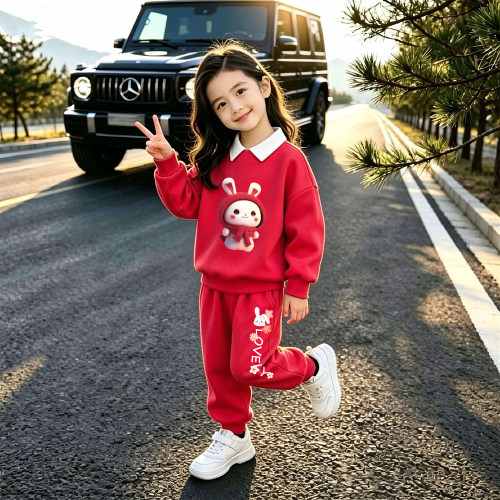 女童春秋POLO学院风卫衣两件套