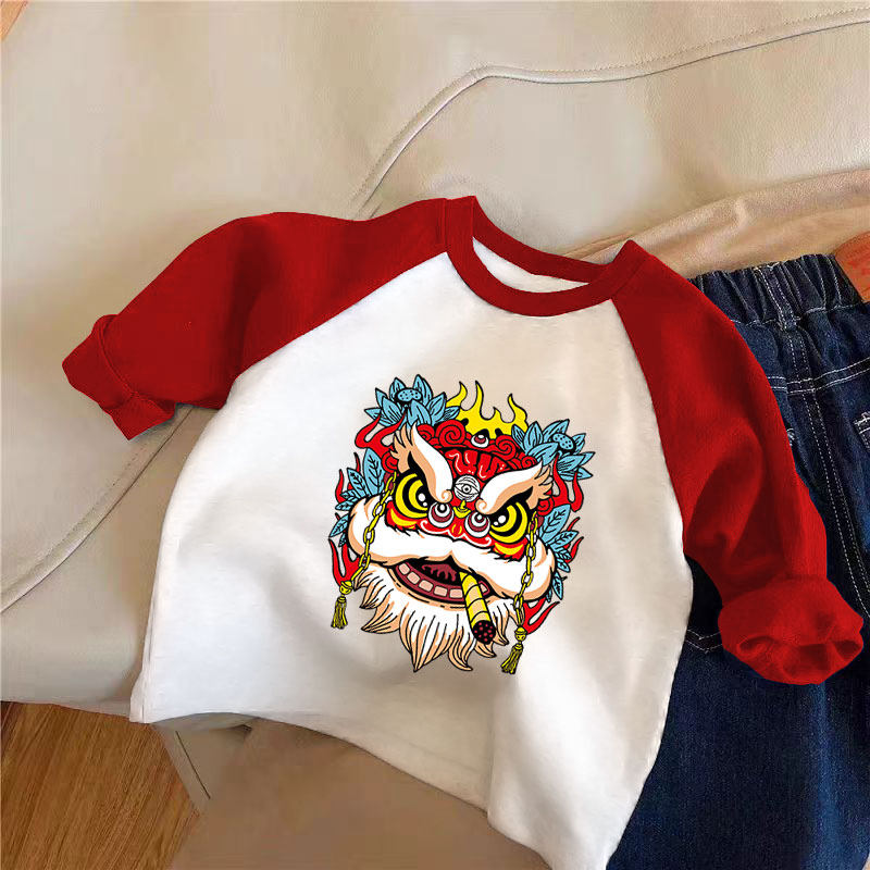 中国风儿童长袖T恤春秋装新款男女童国潮上衣宝宝100%纯棉打底衫,童装/婴儿装/亲子装,T恤,淘宝优惠券,粉丝福利购,淘宝优惠卷