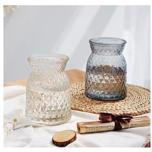 简约玻璃花瓶摆件客厅插花轻奢高级感透明水养插花水培餐桌花器