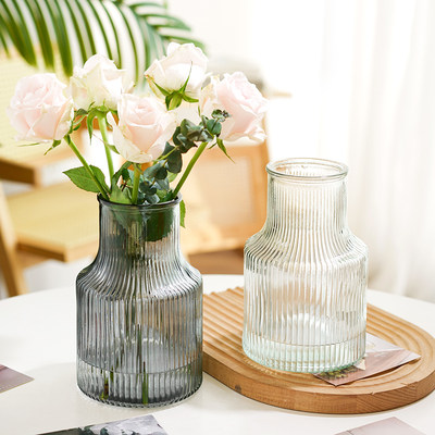 玻璃花瓶摆件客厅插花轻奢高级感简约透明水养插花水培富贵竹鲜花