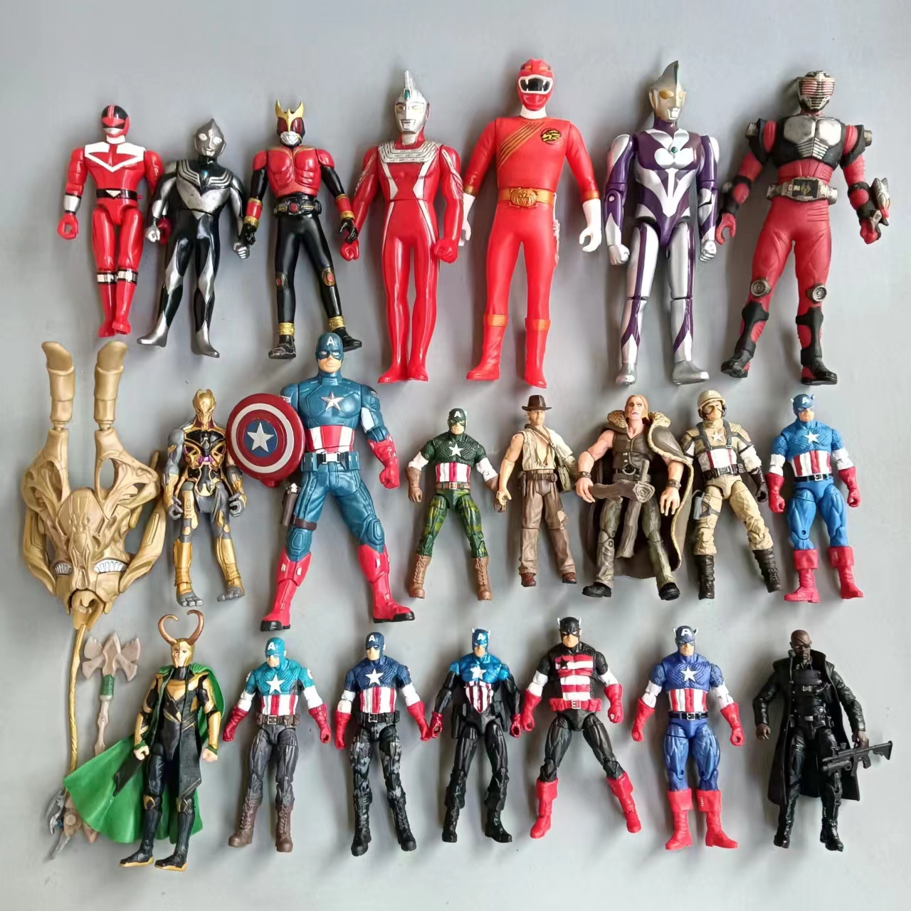 正版散货特摄人物软胶手办 漫威3.75寸可动人偶美国队长洛基现货