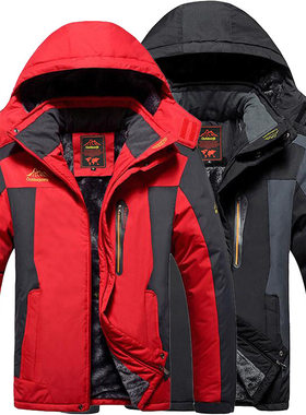 官方正品跨境版冬装户外防风防水加肥加大码登山服加绒加厚保暖冲