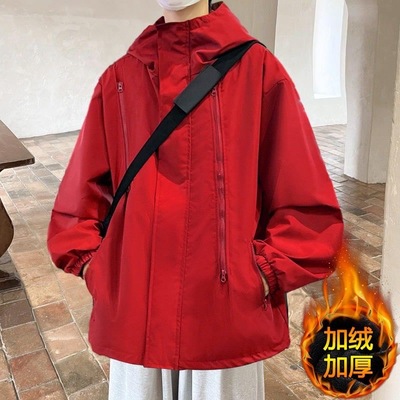 官方正品加绒加厚冬季登山冲锋衣男款潮牌桑延软壳防水登山服外套