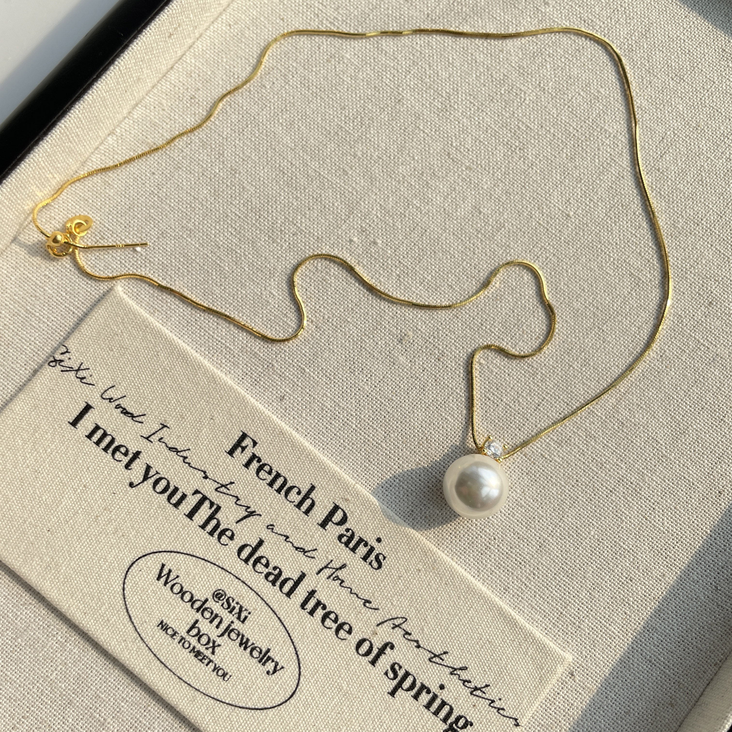 施家珍珠项链奥地利水晶单颗大珍珠倪妮同款小众轻奢高级感毛衣链