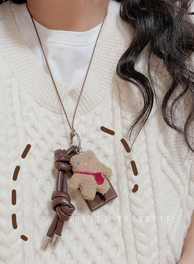 秋冬毛绒可爱卡通项链2025新款爆款时尚潮流毛衣链卫衣链个性配饰