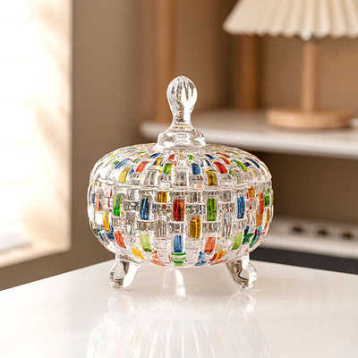 彩绘撞色果盘糖果罐大果盘