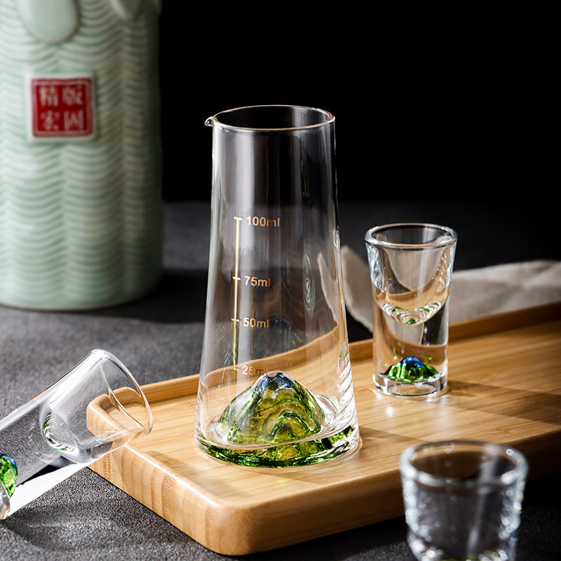 轻奢酒具白酒杯分酒器子弹杯青绿水晶玻璃小杯子千里江山酒杯礼盒,餐饮具,异形/个性酒杯,淘宝优惠券,粉丝福利购,淘宝优惠卷