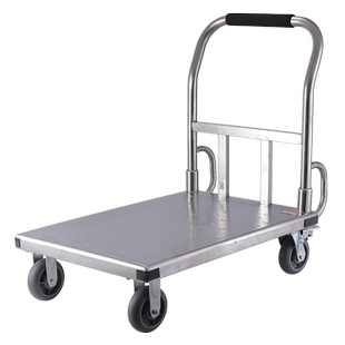 不锈钢焊死结构平板车搬运车手推车拉货车海鲜拖货小推车耐腐蚀强