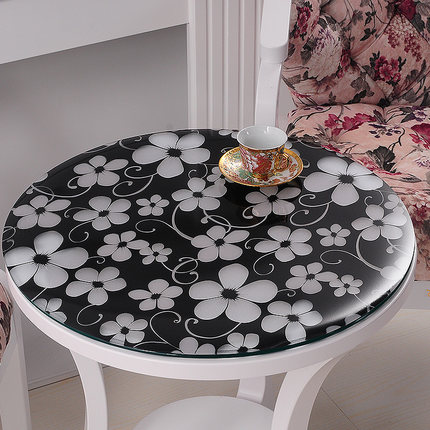 竹月阁软质玻璃圆桌桌布透明磨砂桌垫防水茶几垫免洗PVC水晶板