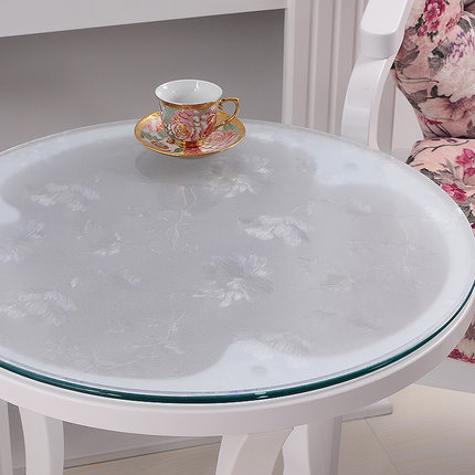 竹月阁软质玻璃圆桌桌布透明磨砂桌垫防水茶几垫免洗PVC水晶板