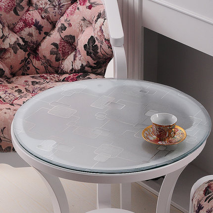 竹月阁软质玻璃圆桌桌布透明磨砂桌垫防水茶几垫免洗PVC水晶板