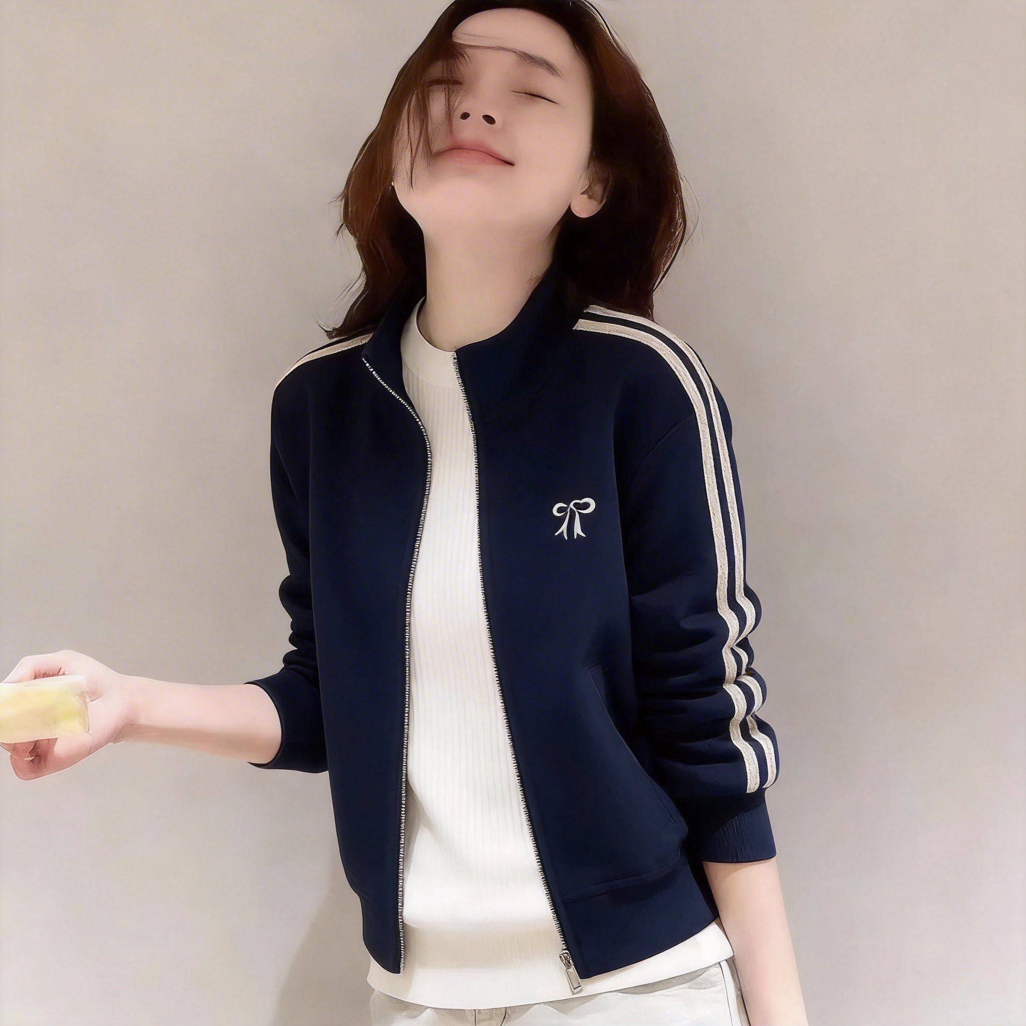 韩国时髦设计感运动风休闲棒球服外套女春新款修身小个子卫衣开衫