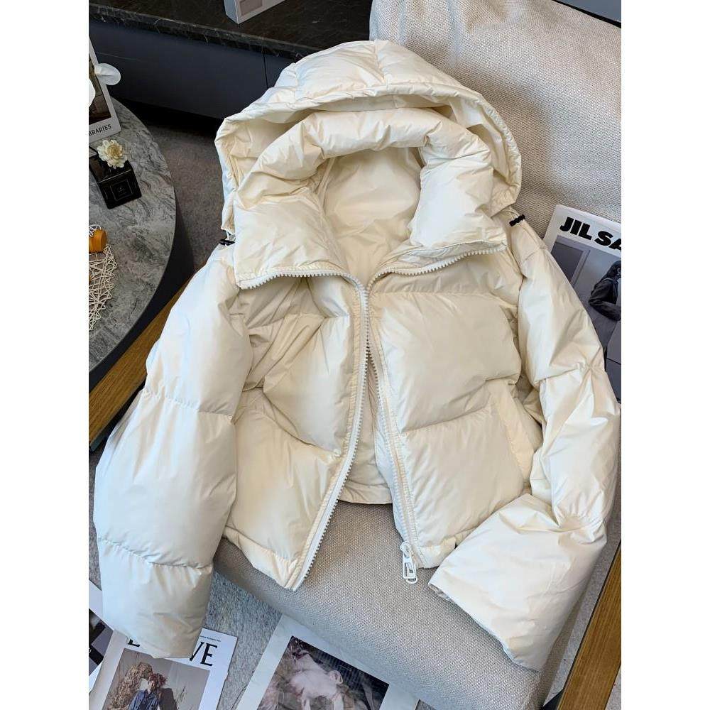 韩国短款羽绒服连帽女白色白鸭绒冬季外套面包服下摆抽绳新款保暖,女装/女士精品,羽绒服,淘宝优惠券,粉丝福利购,淘宝优惠卷