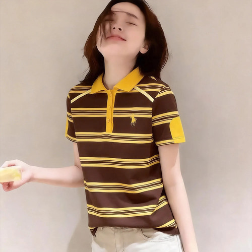 韩版黄色设计感时髦翻领短袖T恤女夏新款时尚减龄超好看上衣潮ins