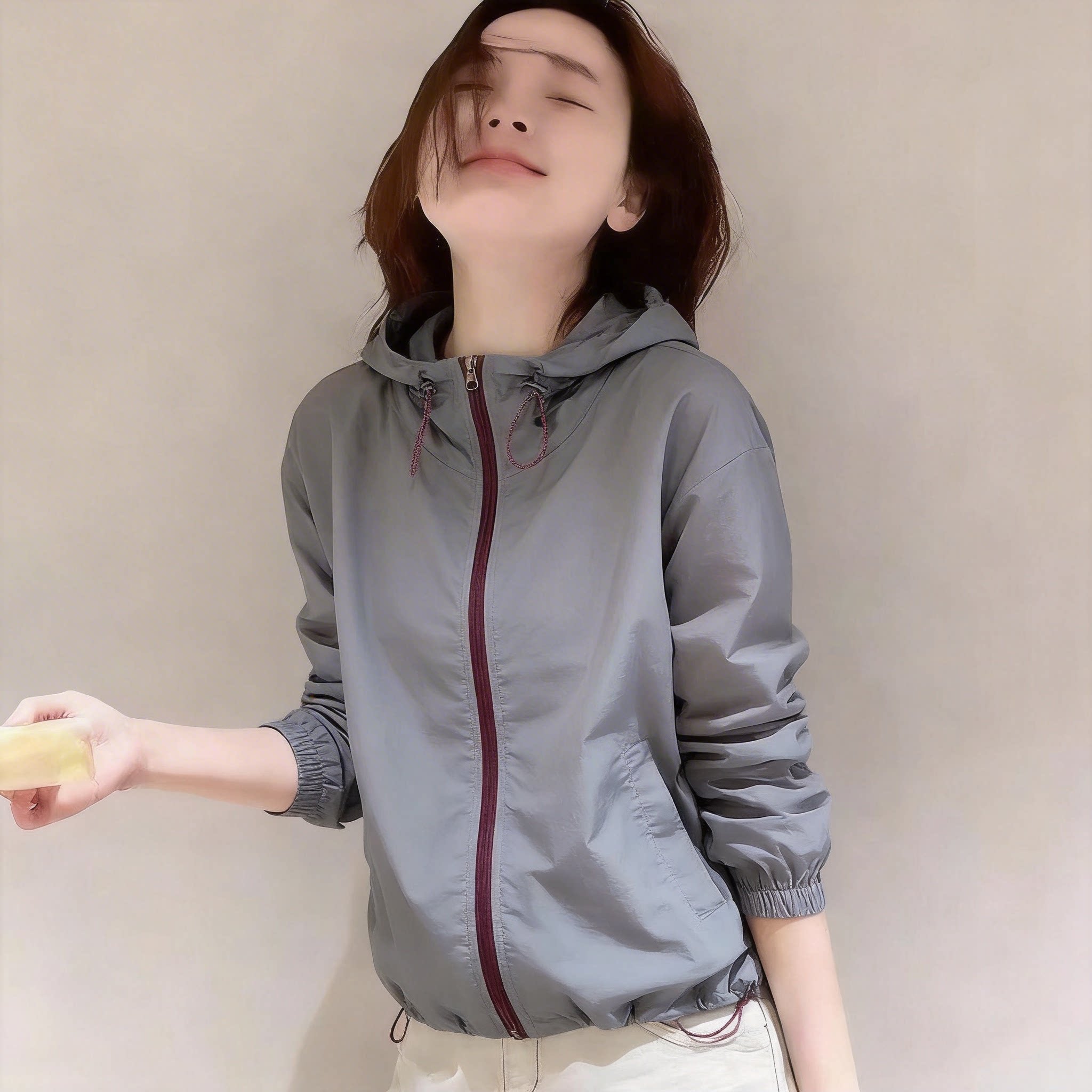 韩国2026春夏新款宽松连帽防晒衣女薄款小个子撞色洋气冲锋衣外套