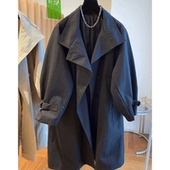 高级感气质立领中长款 春秋新款 英伦风衣宽松休闲大衣外套 女装 大码