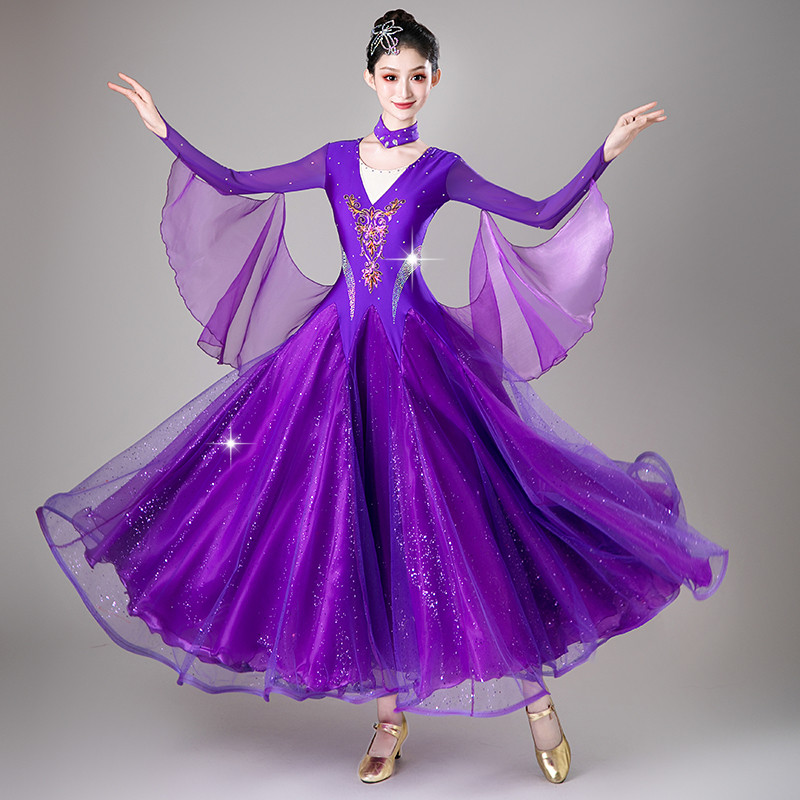 摩登舞裙连衣裙 新款国标 舞华尔兹交谊舞比赛服国标舞演出服装女
