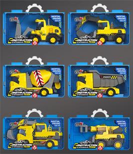 小演员班尔纳一键声光惯性工程车云梯搅拌车挖掘机推土机自卸卡车