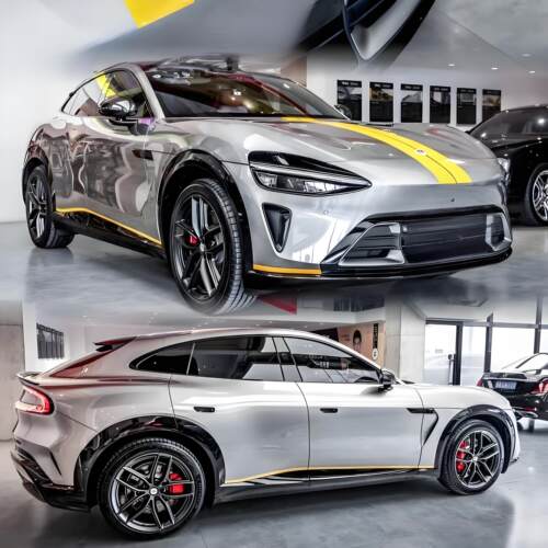 适用于小米YU7拉花黄色机盖线条