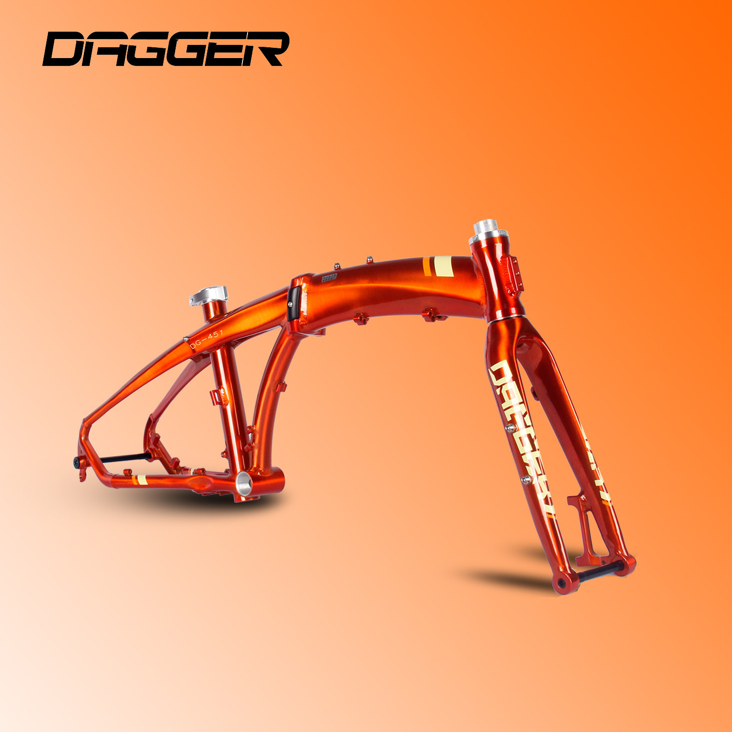 DAGGER铝合金捅轴碟刹451海豚折叠自行车架20寸超轻折叠单车架