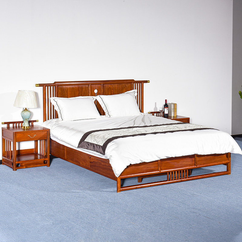 红木卧室婚床新中式现代刺猬紫檀大床花梨木实木1.8米双人床主卧