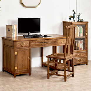实木中式 红木家具 电脑桌书桌 鸡翅木家用台式 仿古办公桌写字台小