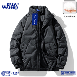 加厚保暖白鸭绒大码 冬季 轻薄外套 WASSUP立领亮面羽绒服男士 DREW