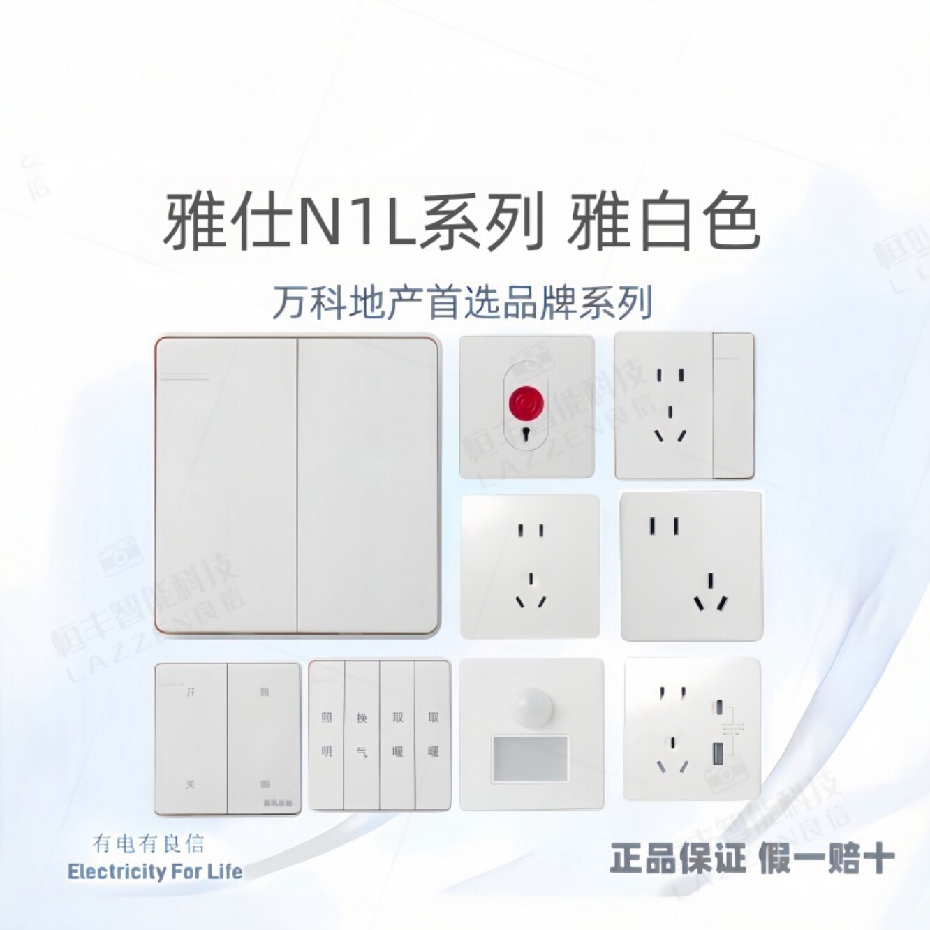 Nader良信雅仕N1L开关插座 报警开关 斜五孔插座空调插多点控开关