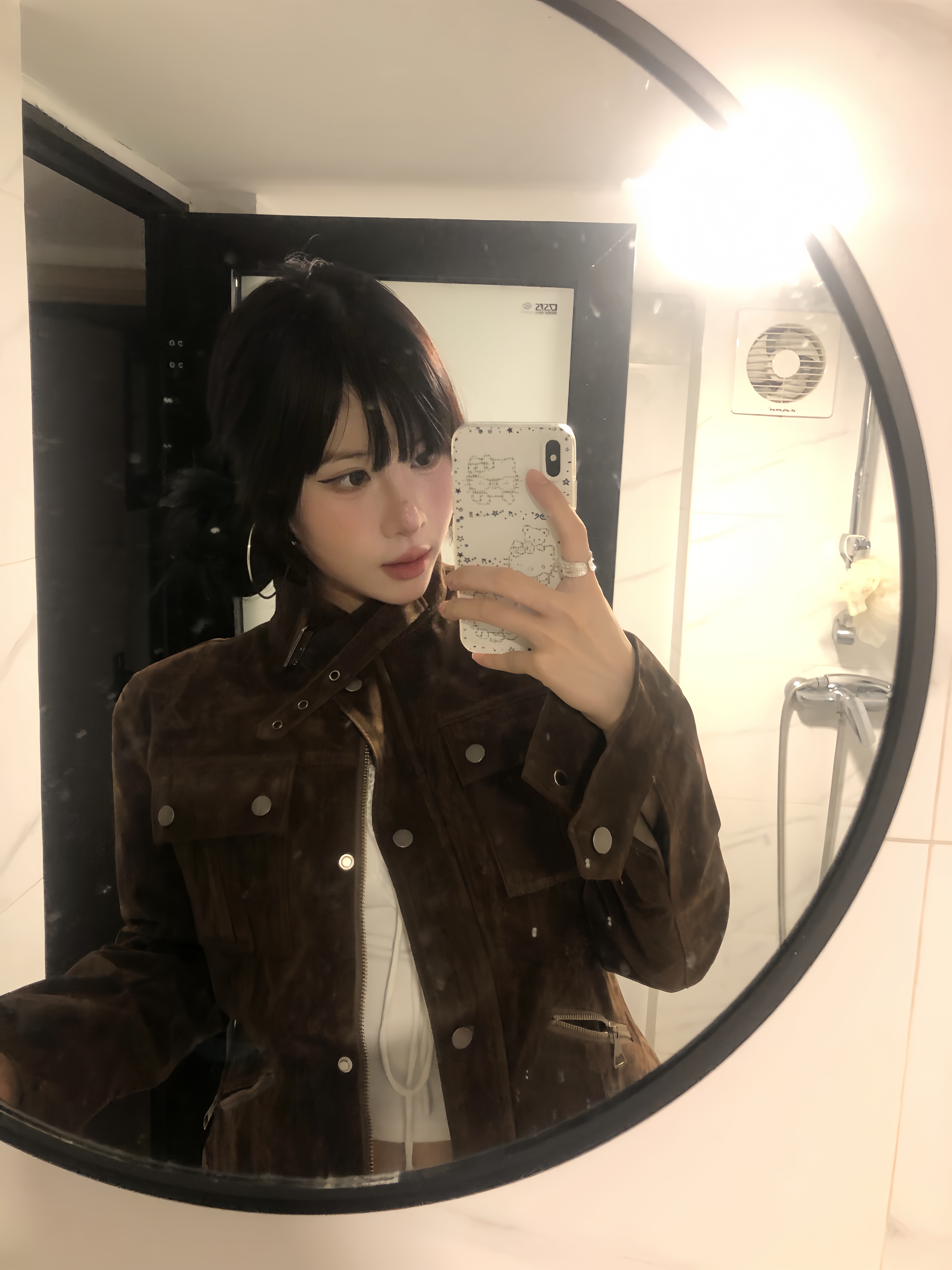 LINKAUUU 2025新款立领工装麂皮绒夹克短款外套美式复古风衣上衣