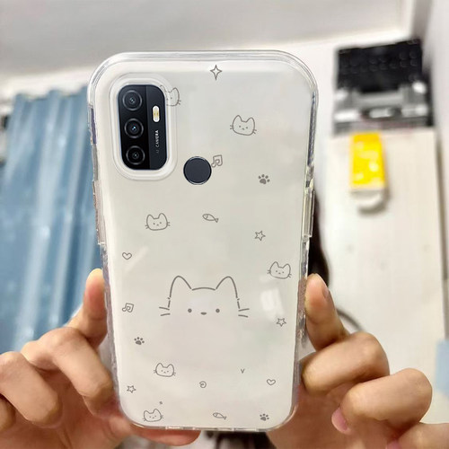 适用于OPPOA53 2020手机壳新款小猫头保护套日韩高级感ins风卡通女可爱大孔硅胶软壳全包简约创意外壳防摔