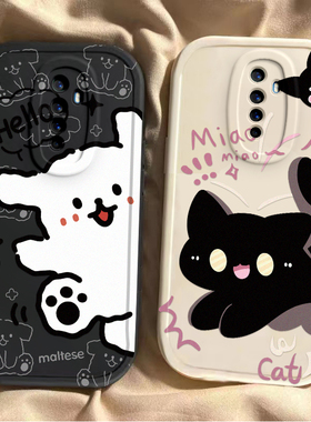 适用OPPORenoAce手机壳OPPO Reno Ace套OPPOACE1RenoAce液态硅胶OPPORoneAce全包防摔OPPORenAce男女黑猫白狗