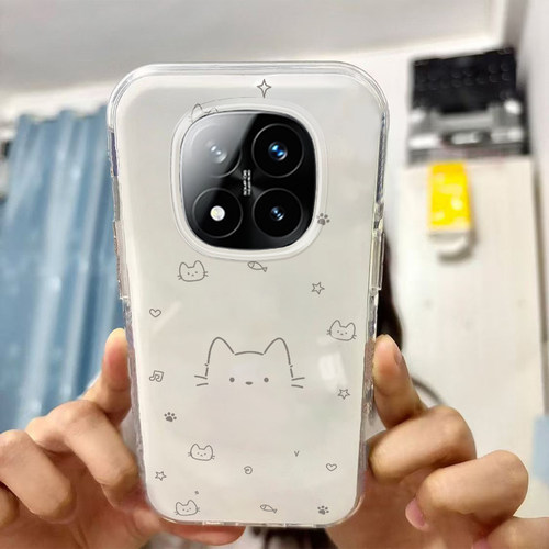 适用于红米Note14Pro+手机壳新款小猫头24115RA8EC保护套网红高级感ins风卡通女可爱大孔硅胶软壳全包个性外