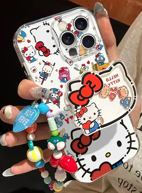 苹果16promax手机壳iPhone16保护Plus套Pro十六Pr0Max超薄透明PM全包防摔PMax送钢化膜可爱子Por女生kt猫支架