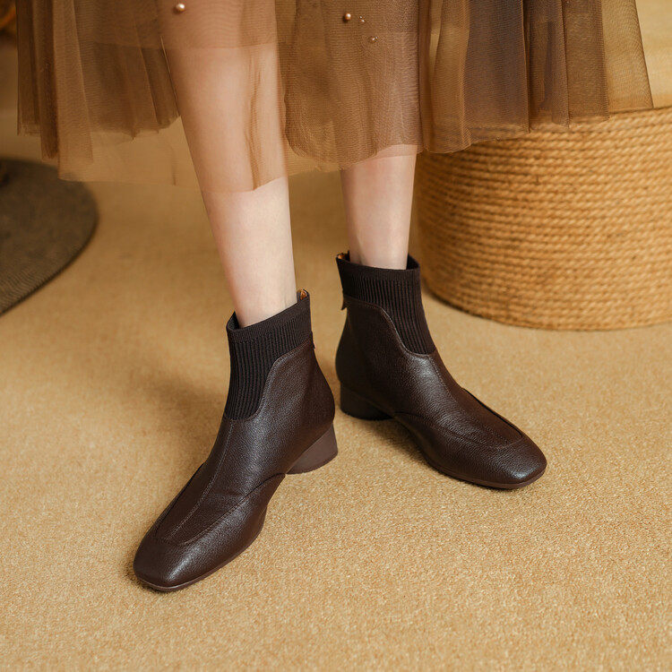 法式复古巨软头层羊皮软底瘦瘦靴女3cm中跟粗跟针织毛线口小短靴~,居家布艺,居家婚庆拖鞋,淘宝优惠券,粉丝福利购,淘宝优惠卷