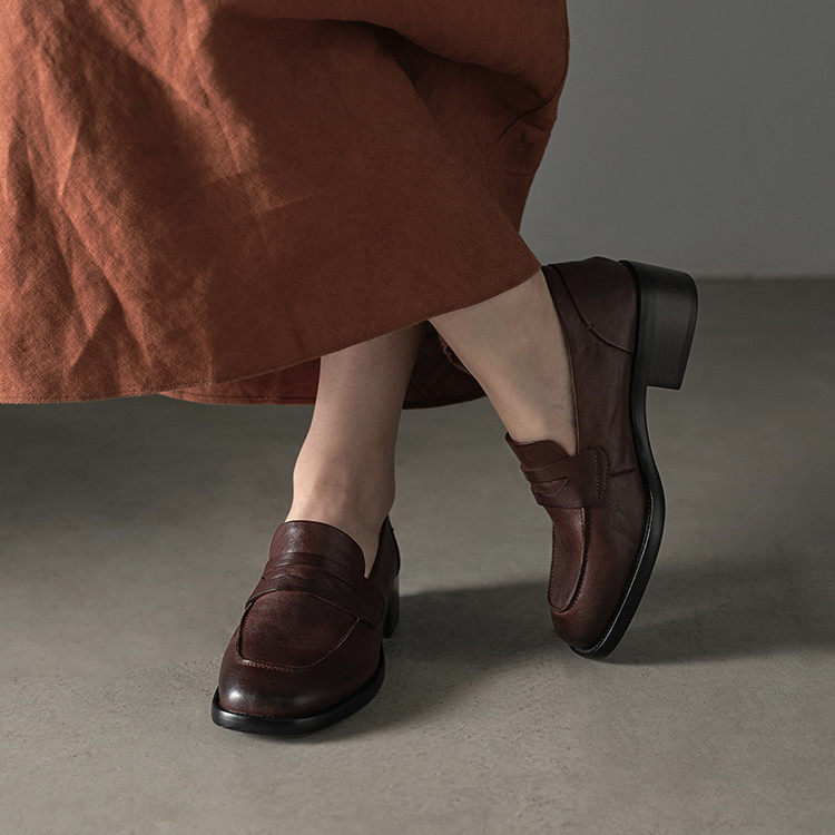 日系秀款2025秋季做旧擦色乐福鞋粗跟水洗皮女小皮鞋英伦通勤单鞋,运动鞋new,跑步鞋,淘宝优惠券,粉丝福利购,淘宝优惠卷