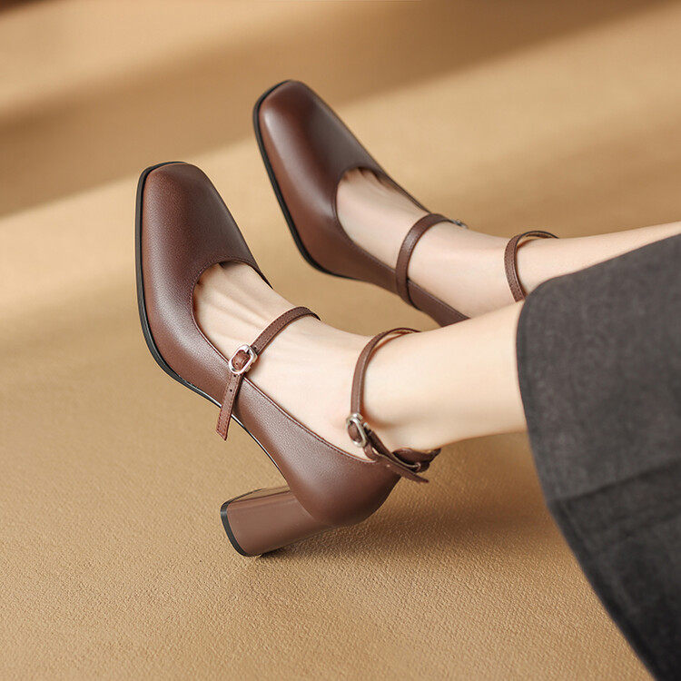2024春季新款玛丽珍女鞋一字扣浅口方头粗跟高跟鞋法式软牛皮单鞋,户外/登山/野营/旅行用品,登山鞋/徒步鞋,淘宝优惠券,粉丝福利购,淘宝优惠卷