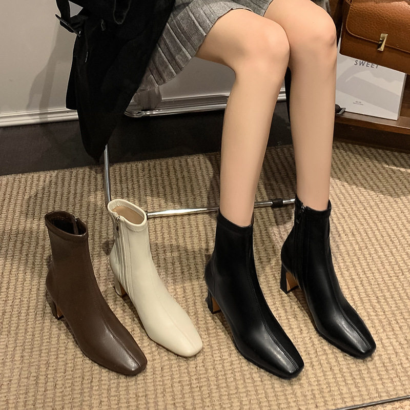 性感名媛风方头简约气质侧拉链弹力靴2024秋季显瘦短靴大码34-42,户外/登山/野营/旅行用品,登山鞋/徒步鞋,淘宝优惠券,粉丝福利购,淘宝优惠卷