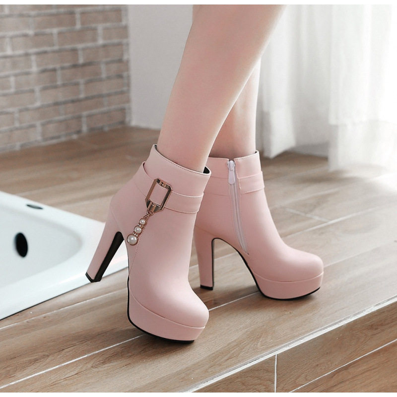 时尚串珠链条欧美春秋靴皮带扣短靴骑士靴 水台粗高跟靴X157,户外/登山/野营/旅行用品,登山鞋/徒步鞋,淘宝优惠券,粉丝福利购,淘宝优惠卷