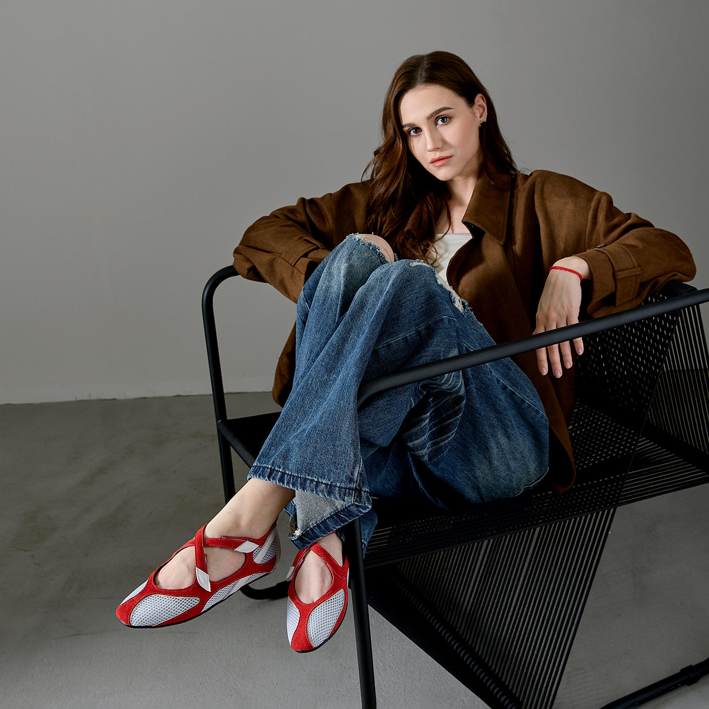 韩系博主~魔术贴交叉带机能风芭蕾玛丽珍鞋休闲运动鞋平底单鞋女