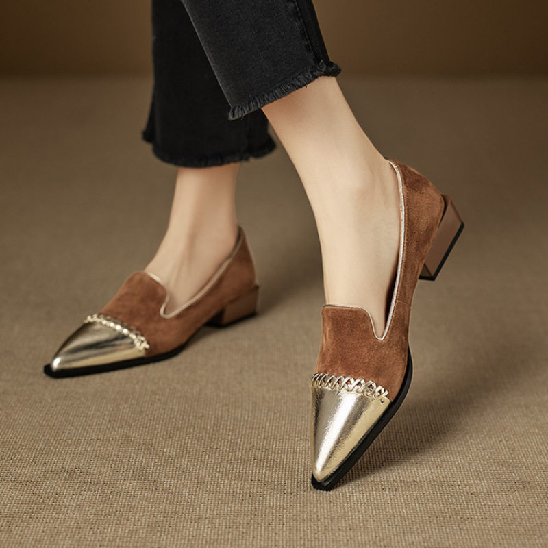 巨好穿法式深口单鞋女春秋尖头中跟粗跟真皮小香风气质40乐福鞋女,居家布艺,居家婚庆拖鞋,淘宝优惠券,粉丝福利购,淘宝优惠卷