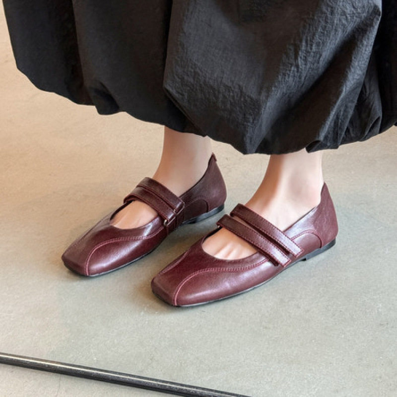 牛皮版~真皮方头魔术贴玛丽珍鞋女2025新款法式复古通勤平底单鞋,户外/登山/野营/旅行用品,登山鞋/徒步鞋,淘宝优惠券,粉丝福利购,淘宝优惠卷